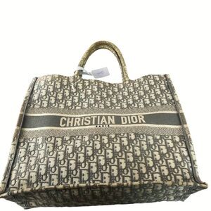 Dior Beige and Grey Book Tote with Logo